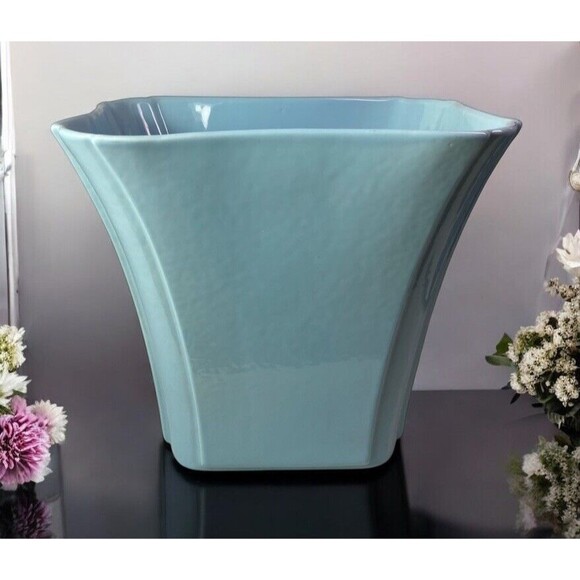 Vintage Alamo Pottery Vase Flared Art Deco Blue Texas Vitreous China MCM 7” Tall - Picture 1 of 11